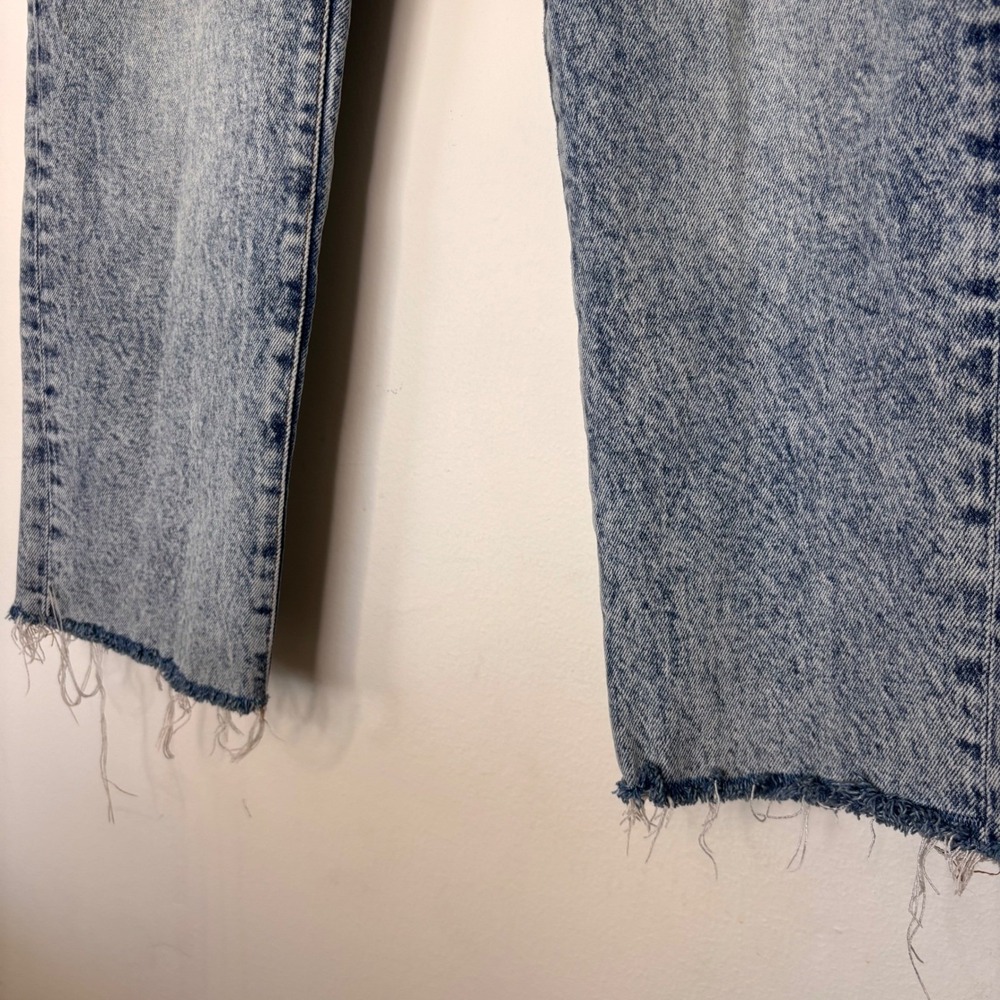 Frame‎ Le Nouveau Straight Leg Acid Wash Denim Jeans Raw Hem 1980s Size 30 - Picture 5 of 7